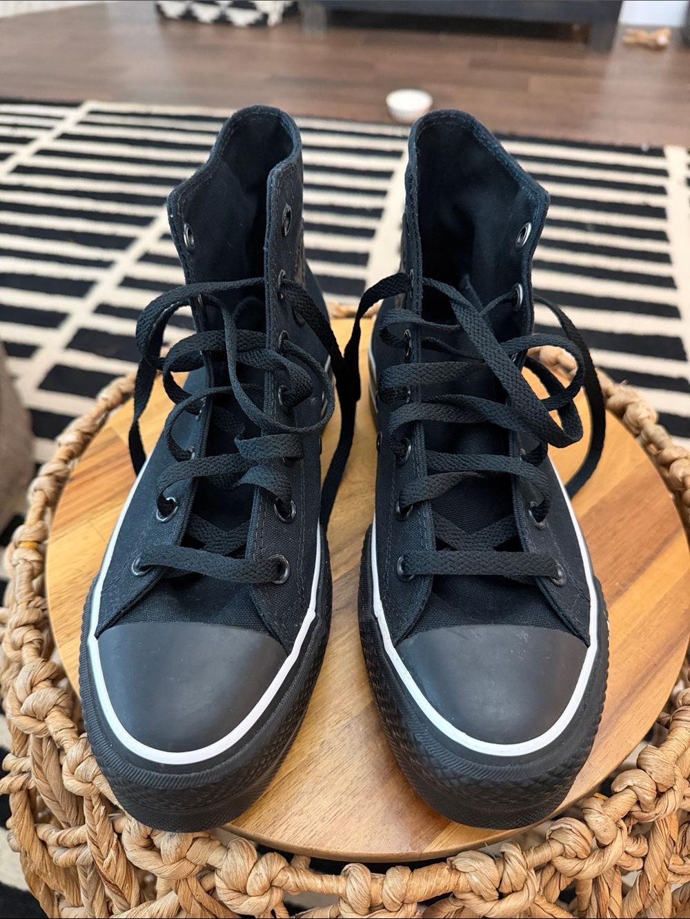 Converse Black High-Top Canvas Sneakers with White Trim
